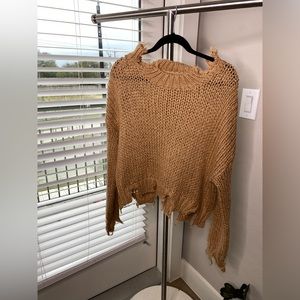 Akira Brown distressed oversized sweater